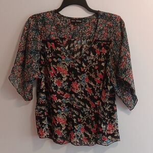 Mason + Mackenzie Floral Top, 3/4 Length Sleeve, Boho